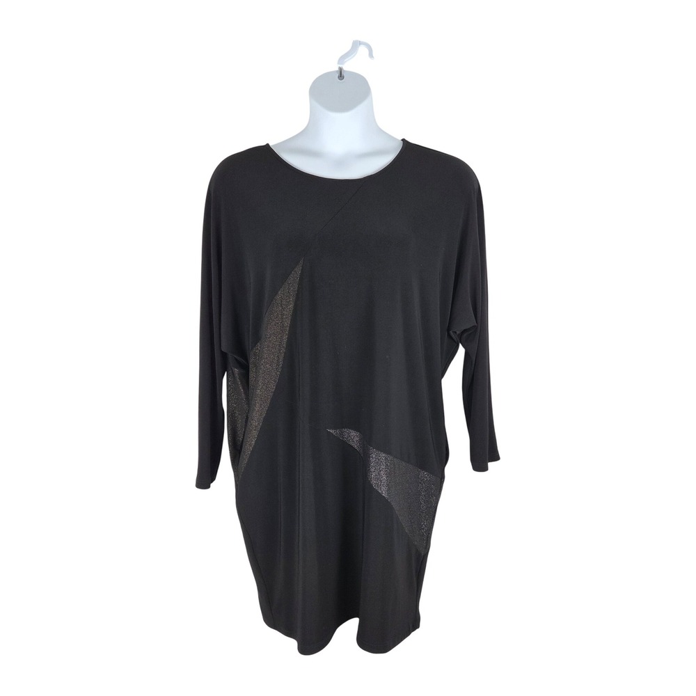 Joseph Ribkoff Black Geometric Metallic Long Sleeve Mini Cocktail Dress Size 14